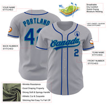 Laden Sie das Bild in den Galerie-Viewer, Custom Gray Royal-Teal Authentic Baseball Jersey