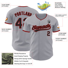Load image into Gallery viewer, Custom Gray Black-Red Authentic Baseball Jersey