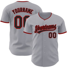 Load image into Gallery viewer, Custom Gray Black-Red Authentic Baseball Jersey