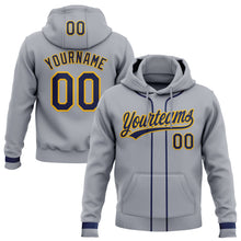 Загрузить изображение в средство просмотра галереи, Custom Stitched Gray Navy-Gold Baseball Pullover Sweatshirt Hoodie