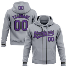 Load image into Gallery viewer, Custom Stitched Gray Purple-Black Baseball Pullover Sweatshirt Hoodie