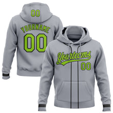Load image into Gallery viewer, Custom Stitched Gray Neon Green-Black Baseball Pullover Sweatshirt Hoodie