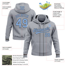 Load image into Gallery viewer, Custom Stitched Gray Light Blue-Steel Gray Baseball Pullover Sweatshirt Hoodie