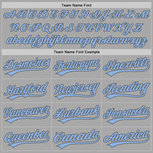 Load image into Gallery viewer, Custom Stitched Gray Light Blue-Steel Gray Baseball Pullover Sweatshirt Hoodie