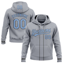 Load image into Gallery viewer, Custom Stitched Gray Light Blue-Steel Gray Baseball Pullover Sweatshirt Hoodie