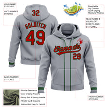Load image into Gallery viewer, Custom Stitched Gray Red-Green Baseball Pullover Sweatshirt Hoodie