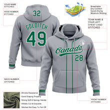 Load image into Gallery viewer, Custom Stitched Gray Kelly Green-White Baseball Pullover Sweatshirt Hoodie