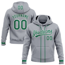 Load image into Gallery viewer, Custom Stitched Gray Kelly Green-White Baseball Pullover Sweatshirt Hoodie