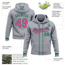 Load image into Gallery viewer, Custom Stitched Gray Pink-Kelly Green Baseball Pullover Sweatshirt Hoodie