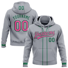 Load image into Gallery viewer, Custom Stitched Gray Pink-Kelly Green Baseball Pullover Sweatshirt Hoodie