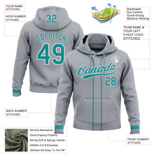 Load image into Gallery viewer, Custom Stitched Gray Teal-White Baseball Pullover Sweatshirt Hoodie