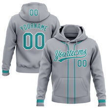 Load image into Gallery viewer, Custom Stitched Gray Teal-White Baseball Pullover Sweatshirt Hoodie