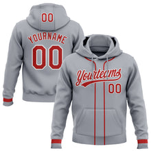 Load image into Gallery viewer, Custom Stitched Gray Red-White Baseball Pullover Sweatshirt Hoodie