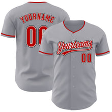 Laden Sie das Bild in den Galerie-Viewer, Custom Gray Red White-Black Authentic Baseball Jersey