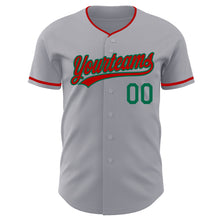 Laden Sie das Bild in den Galerie-Viewer, Custom Gray Red-Kelly Green Authentic Baseball Jersey