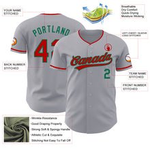 Laden Sie das Bild in den Galerie-Viewer, Custom Gray Red-Kelly Green Authentic Baseball Jersey