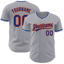 Загрузить изображение в средство просмотра галереи, Custom Gray Royal-Orange Authentic Baseball Jersey
