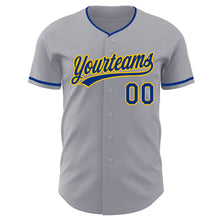 Загрузить изображение в средство просмотра галереи, Custom Gray Royal-Yellow Authentic Baseball Jersey