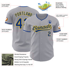 Загрузить изображение в средство просмотра галереи, Custom Gray Royal-Yellow Authentic Baseball Jersey