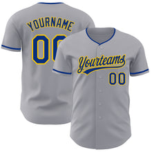Загрузить изображение в средство просмотра галереи, Custom Gray Royal-Yellow Authentic Baseball Jersey