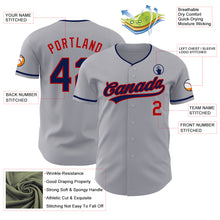 Load image into Gallery viewer, Custom Gray Navy-Red Authentic Baseball Jersey