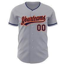 Laden Sie das Bild in den Galerie-Viewer, Custom Gray Navy-Orange Authentic Baseball Jersey