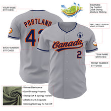 Laden Sie das Bild in den Galerie-Viewer, Custom Gray Navy-Orange Authentic Baseball Jersey