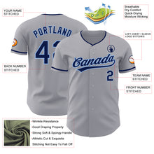 Загрузить изображение в средство просмотра галереи, Custom Gray Navy-Light Blue Authentic Baseball Jersey