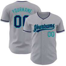 Загрузить изображение в средство просмотра галереи, Custom Gray Navy-Teal Authentic Baseball Jersey