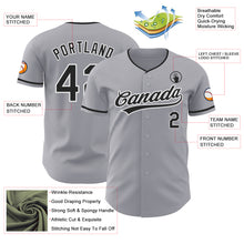 Load image into Gallery viewer, Custom Gray Black-White Authentic Baseball Jersey