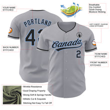 Load image into Gallery viewer, Custom Gray Black-Light Blue Authentic Baseball Jersey