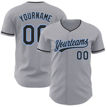 Load image into Gallery viewer, Custom Gray Black-Light Blue Authentic Baseball Jersey