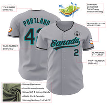 Load image into Gallery viewer, Custom Gray Black-Teal Authentic Baseball Jersey