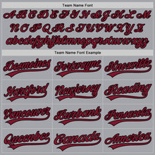 Load image into Gallery viewer, Custom Gray Maroon-Black Authentic Baseball Jersey