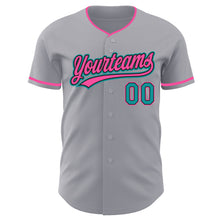 Загрузить изображение в средство просмотра галереи, Custom Gray Teal Black-Pink Authentic Baseball Jersey