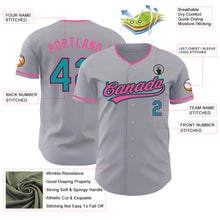 Загрузить изображение в средство просмотра галереи, Custom Gray Teal Black-Pink Authentic Baseball Jersey