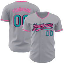 Загрузить изображение в средство просмотра галереи, Custom Gray Teal Black-Pink Authentic Baseball Jersey