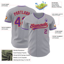 Загрузить изображение в средство просмотра галереи, Custom Gray Purple-Orange Authentic Baseball Jersey