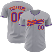 Загрузить изображение в средство просмотра галереи, Custom Gray Purple-Orange Authentic Baseball Jersey