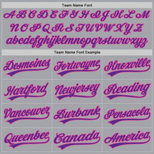 Load image into Gallery viewer, Custom Gray Purple-Pink Authentic Baseball Jersey