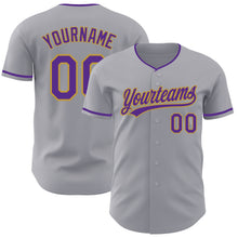 Загрузить изображение в средство просмотра галереи, Custom Gray Purple-Old Gold Authentic Baseball Jersey