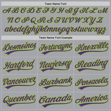 Charger l'image dans la galerie, Custom Gray Purple-Neon Green Authentic Baseball Jersey