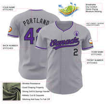 Загрузить изображение в средство просмотра галереи, Custom Gray Purple-Black Authentic Baseball Jersey