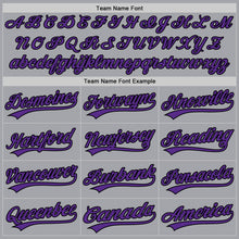 Загрузить изображение в средство просмотра галереи, Custom Gray Purple-Black Authentic Baseball Jersey