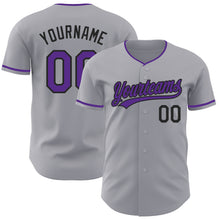 Загрузить изображение в средство просмотра галереи, Custom Gray Purple-Black Authentic Baseball Jersey