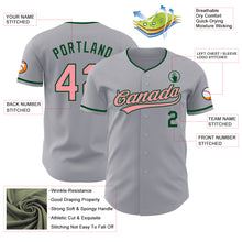 Load image into Gallery viewer, Custom Gray Medium Pink-Green Authentic Baseball Jersey