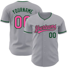 Laden Sie das Bild in den Galerie-Viewer, Custom Gray Pink-Green Authentic Baseball Jersey