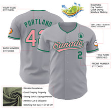 Load image into Gallery viewer, Custom Gray Medium Pink-Kelly Green Authentic Baseball Jersey