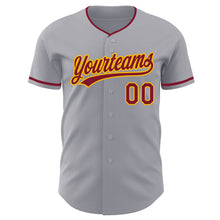 Загрузить изображение в средство просмотра галереи, Custom Gray Crimson-Gold Authentic Baseball Jersey
