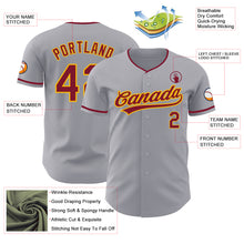 Загрузить изображение в средство просмотра галереи, Custom Gray Crimson-Gold Authentic Baseball Jersey